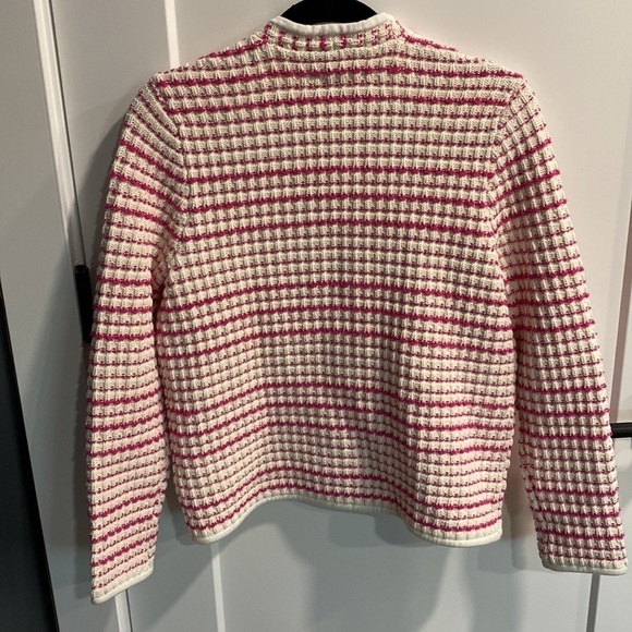 Ann Taylor Pink And White Striped Cardigan EUC - Picture 6 of 11